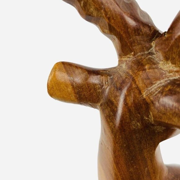 Vintage MCM Carved Natural Wood Gazelle Statue 15" African Folk Art Minimalist - Picture 11 of 12